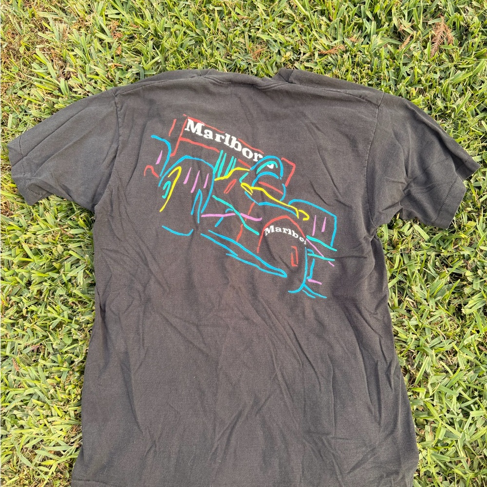 90s Marlboro Racing Graphic Black T-Shirt